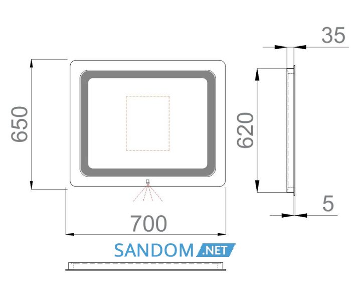 Дзеркало у ванну кімнату Sanwerk Lava Vega 70х65 з LED підсвіткою
