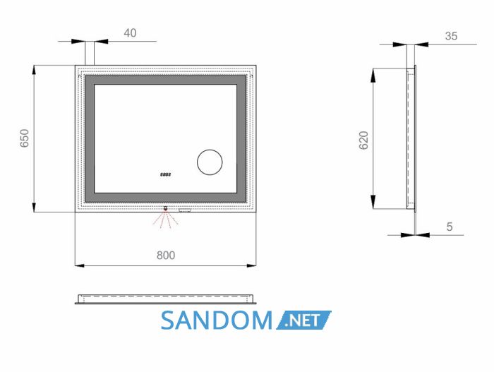 Дзеркало у ванну кімнату Sanwerk Ultra Mega 80х65 з LED підсвіткою