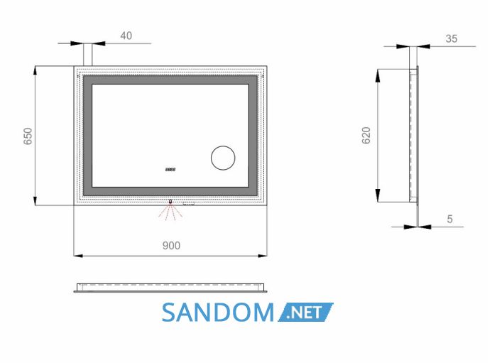 Дзеркало у ванну кімнату Sanwerk Ultra Mega 90х65 з LED підсвіткою