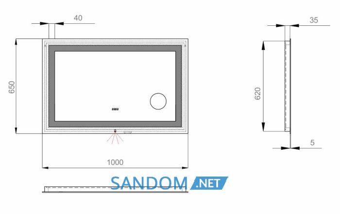 Дзеркало у ванну кімнату Sanwerk Ultra Mega 100х65 з LED підсвіткою