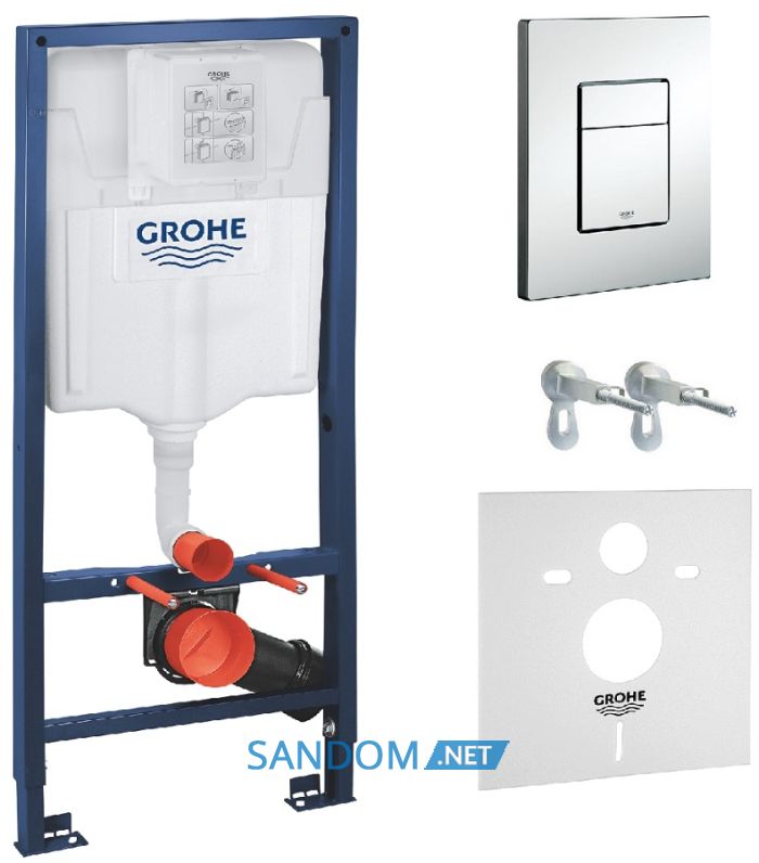  Інсталяція для унітазу Grohe Rapid SL 4 в 1 із прямокутною кнопкою