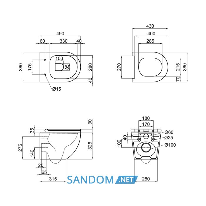 Унитаз подвесной Qtap Robin New QT1333046ENRMB безободковый с сиденьем Soft-close