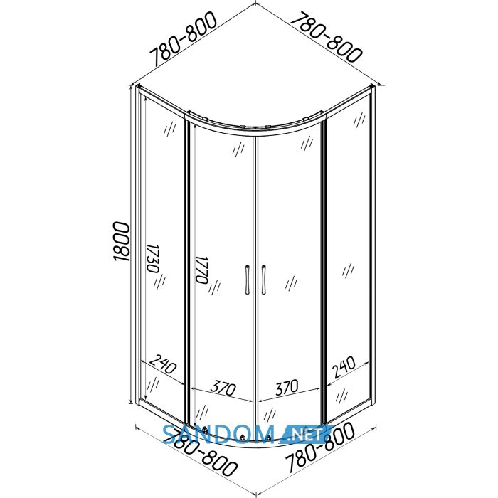 Душевая кабина Bravo Wisla N80FS 80x80x180 без поддона