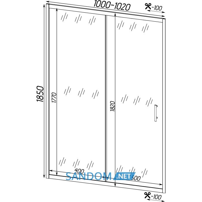 Душевая дверь в нишу BRAVO TORMES 100FS 100x185 раздвижная