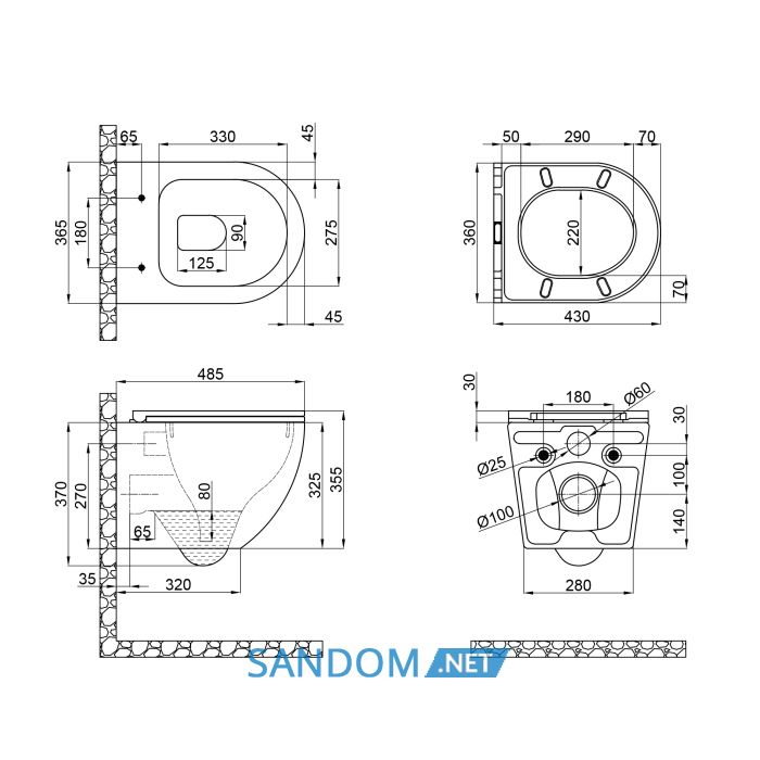 Унітаз підвісний Qtap Robin QT1333046ERMB безободковий з сидінням Soft-close