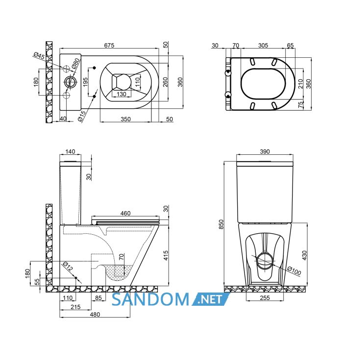 Унитаз-компакт Qtap Robin QT13222141ARMB без ободка с сиденьем Soft-close