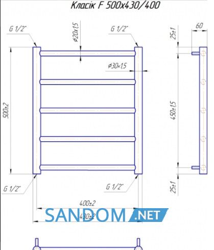 Полотенцесушитель Марио Классик F 500х400