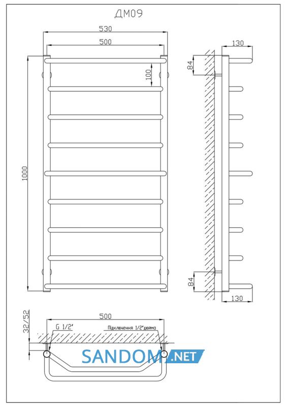 Полотенцесушитель KOSSER Микс 1000х530/9