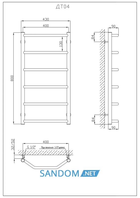 Полотенцесушитель KOSSER Трапеция 800х430/6