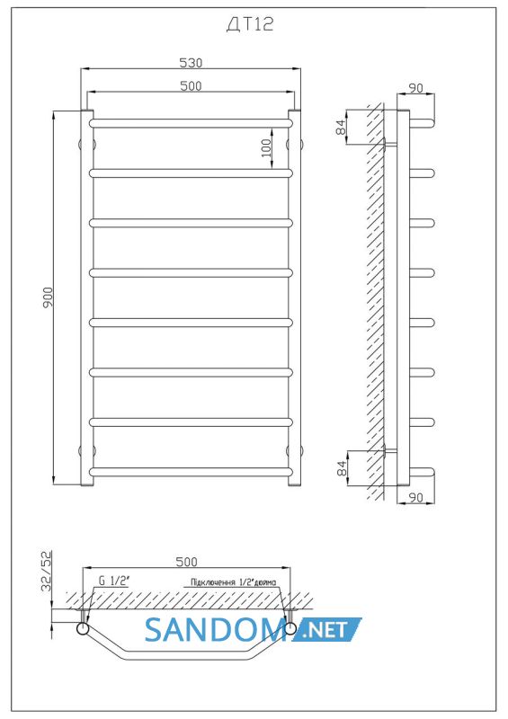 Полотенцесушитель KOSSER Трапеция 900х530/8