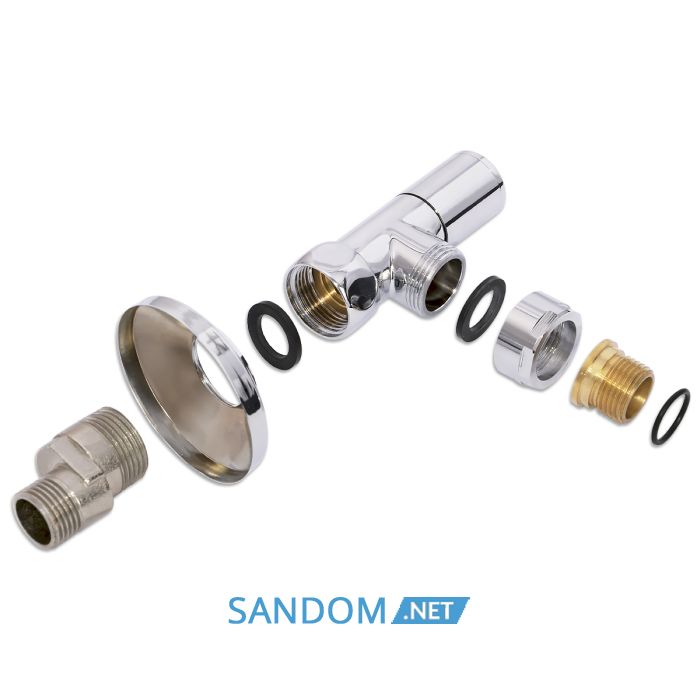 Кран угловой Laris 1/2" - 3/4" Обычный + эксцентрики 2шт. (LX-8202)
