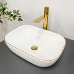 Умывальник накладной VBI RAVENNA WHITE GOLD EDGE 46x32,5