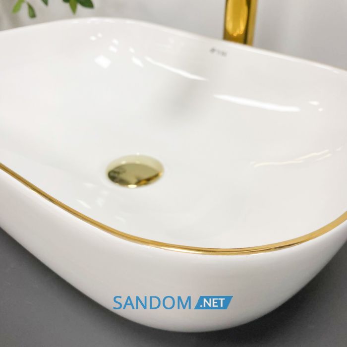 Умивальник накладний VBI RAVENNA WHITE GOLD EDGE 46x32,5