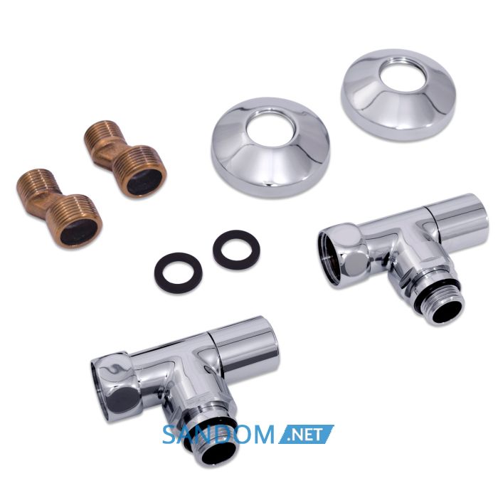 Кран угловой Laris Обычный 1/2" - 3/4" + эксцентрики 2шт. (ZZ-4701)
