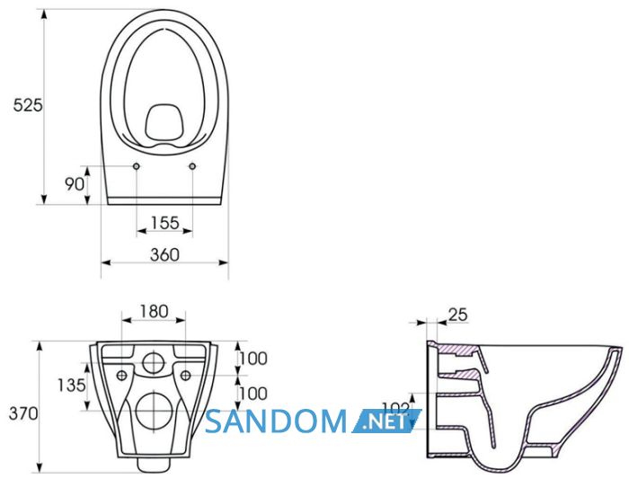 Унітаз підвісний Cersanit Moduo Clean On K701-262 з сидінням Slim slow-closing