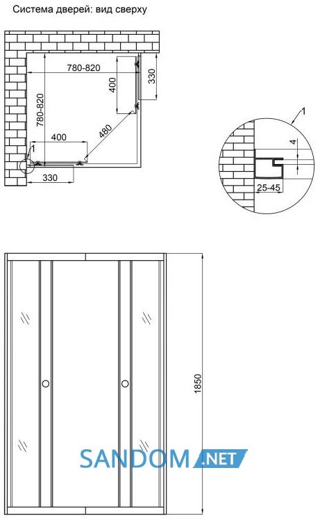 Душова кабіна Lidz Wawel SC80x80.SAT.LOW.GR без піддону, тоноване скло
