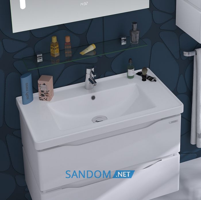 Тумба Sanwerk Alessa Air с умывальником Канте 80 белая