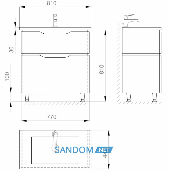 Тумба Sanwerk Alessa з умивальником Канте 80 біла