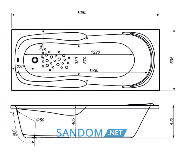 Ванна акриловая Swan Eva 170x70