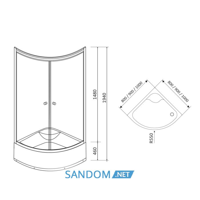 Душевая кабина RJ BARON 90x90x194 на глубоком поддоне