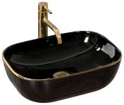 Умывальник (раковина) REA BELINDA BLACK GOLD EDGE накладной 46,5x33