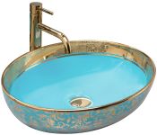 Умывальник REA MARGOT GOLD/BLUE накладной 52х40