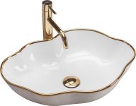 Умывальник (раковина) REA PEARL GOLD EDGE накладной 51,5x37,5