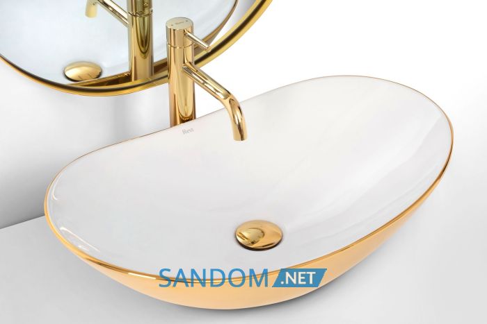 Умивальник (раковина) REA ROYAL WHITE GOLD накладний 60,5x36