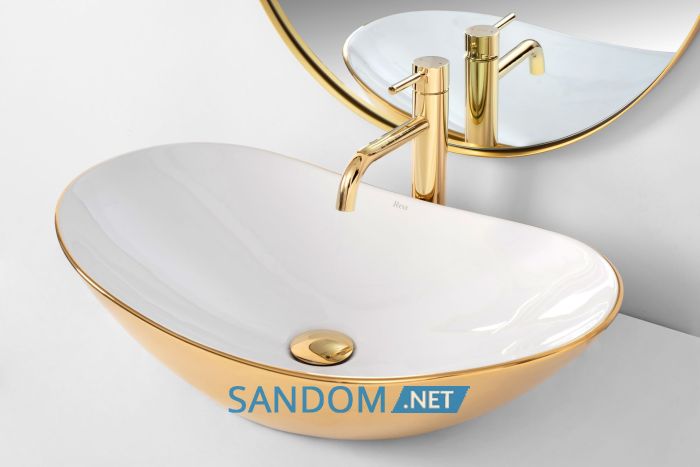 Умивальник (раковина) REA ROYAL WHITE GOLD накладний 60,5x36