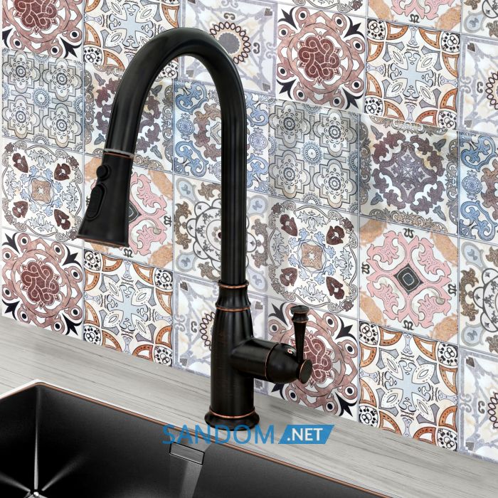 Смеситель для кухни REA DECO OLD BLACK черный высокий