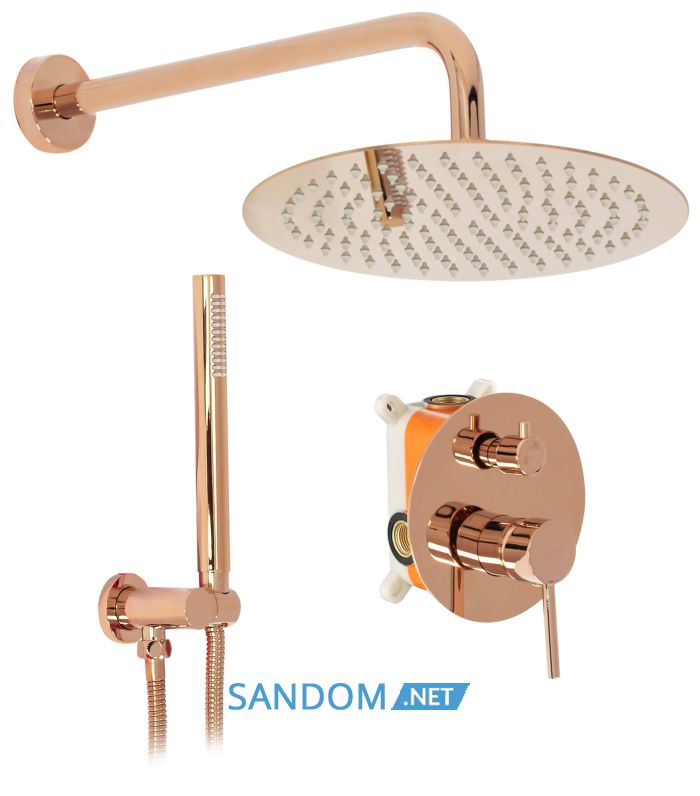 Душевой гарнитур скрытого монтажа REA LUNGO ROSE GOLD + BOX розовое золото