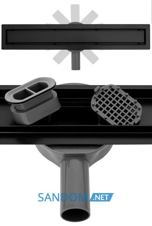 Трап для душа REA NEO PRO BLACK 2в1 черный 90 см