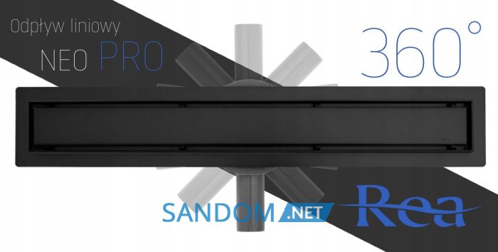 Трап для душа REA NEO PRO BLACK 2в1 черный 100 см