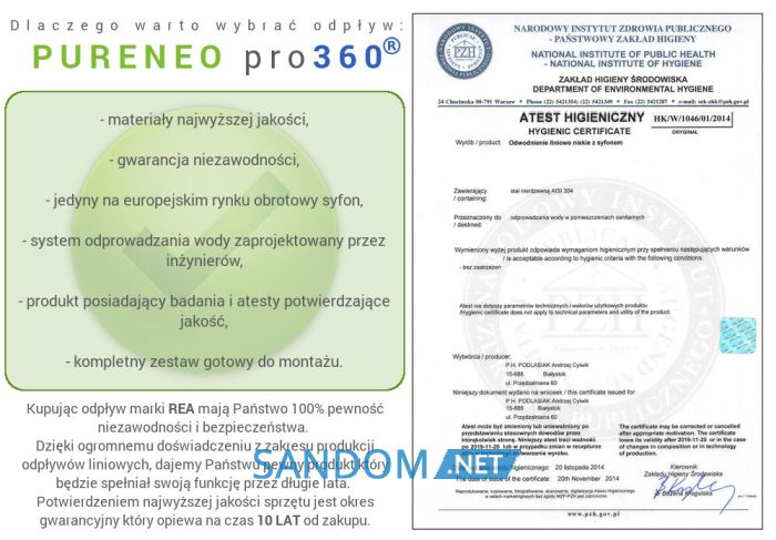 Трап для душа REA PURE NEO PRO 60 см