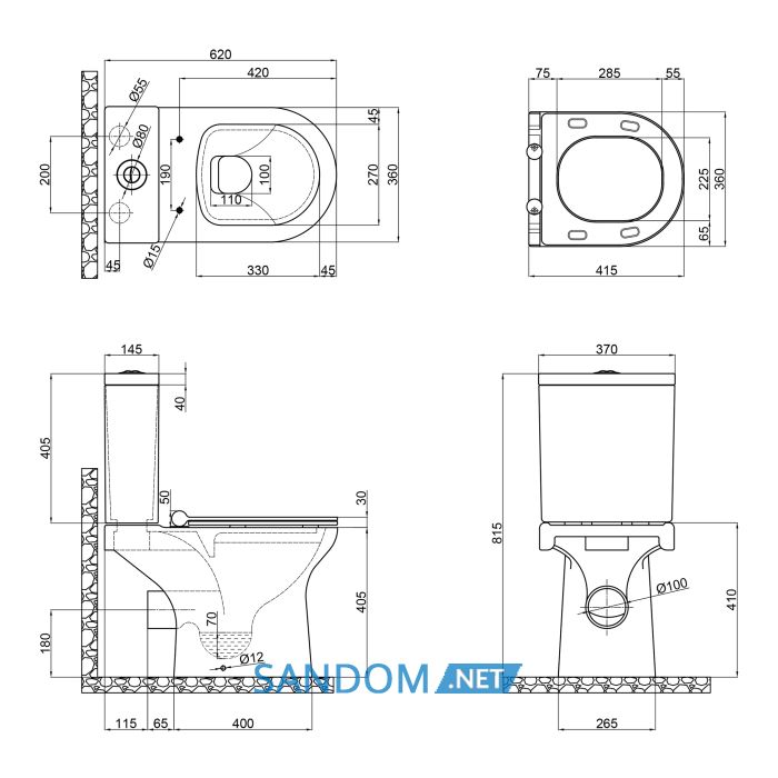 Унитаз-компакт Qtap Kolibri с сиденьем Soft-close QT1022C667PW
