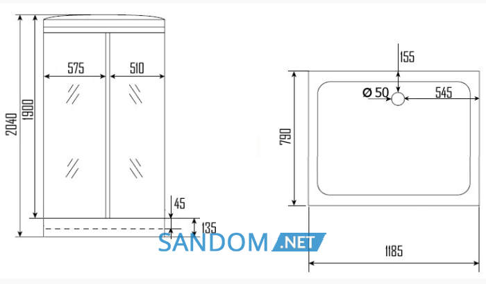 Гідробокс KO&PO 715 G 120x80x215