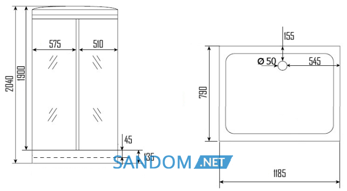 Гідробокс KO&PO 715 W 120x80x215