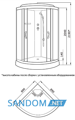 Гидробокс KO&PO 126 G 90x90x215