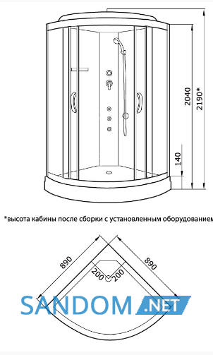 Гідробокс KO&PO 126 FJ 90x90x215