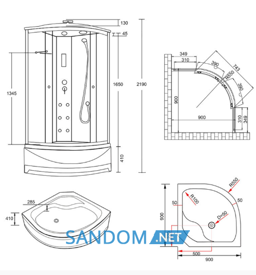 Гідробокс KO&PO 470 Matt J 90x90x215