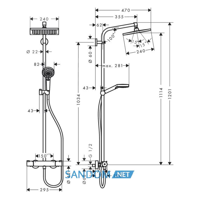 Душевая система Hansgrohe Crometta E 240 27271000 с термостатом
