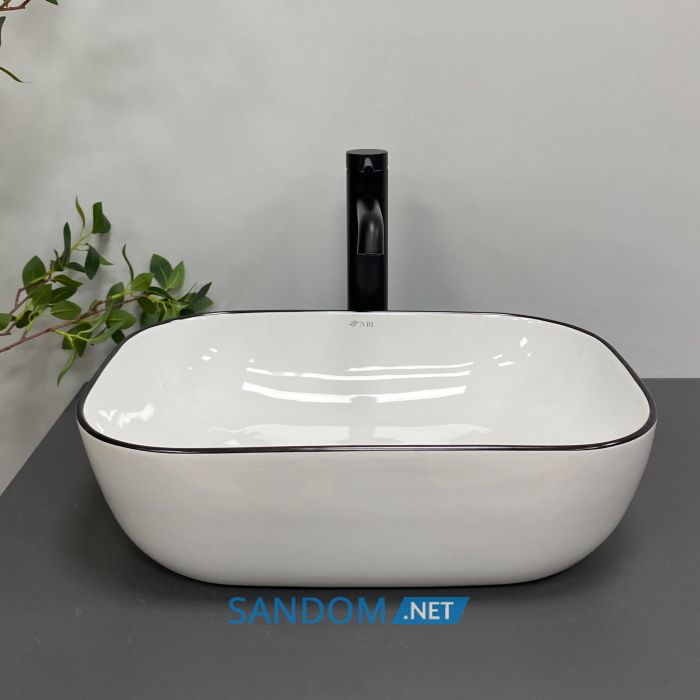 Умывальник накладной VBI RAVENNA WHITE BLACK EDGE 45,5x32