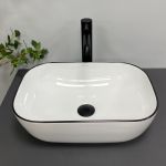 Умывальник накладной VBI RAVENNA WHITE BLACK EDGE 45,5x32