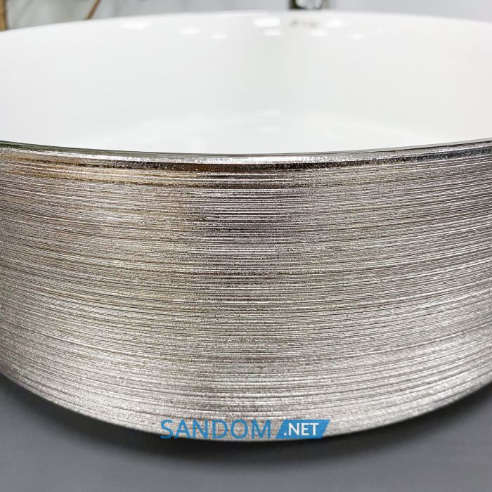 Умивальник накладний VBI PRATO BRUSH SILVER WHITE 36x36