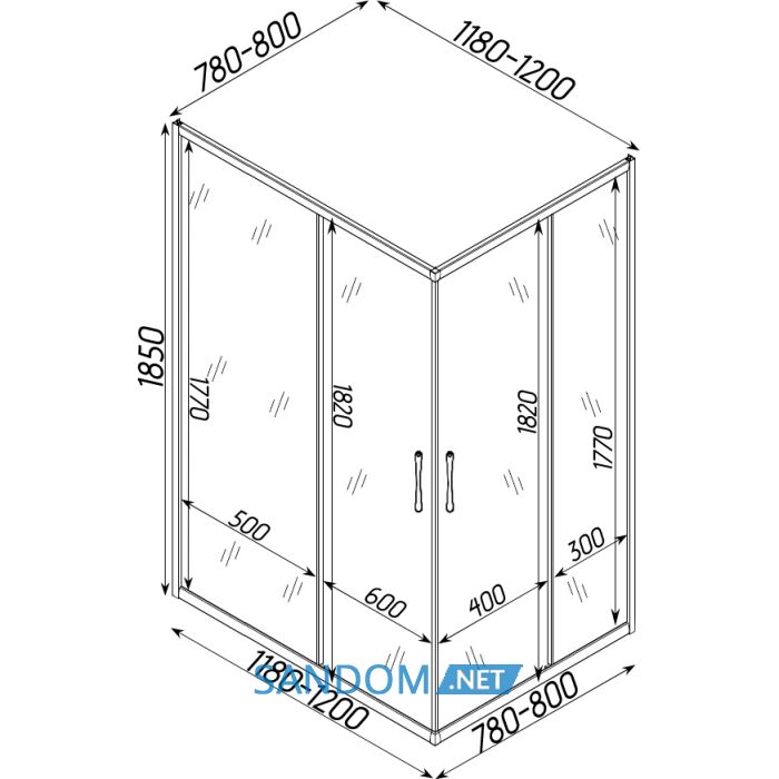 Душова кабіна Bravo Notec N120FS 120x80x185 без піддону
