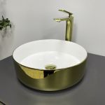 Умывальник накладной VBI PRATO GOLD WHITE 36x36