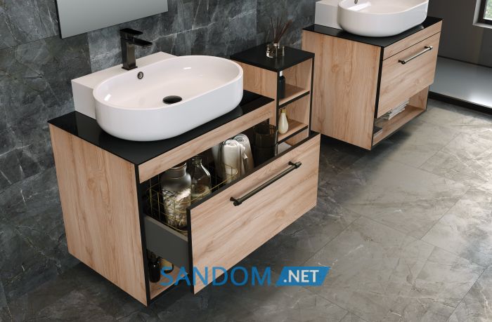 Тумба Imprese BLACK EDGE 90 дуб со столешницей и умывальником