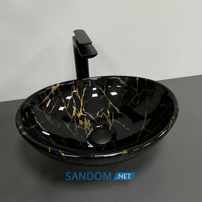 Умивальник накладний VBI PARMA MARBLE BLACK GLOSSY 41,5x33,5
