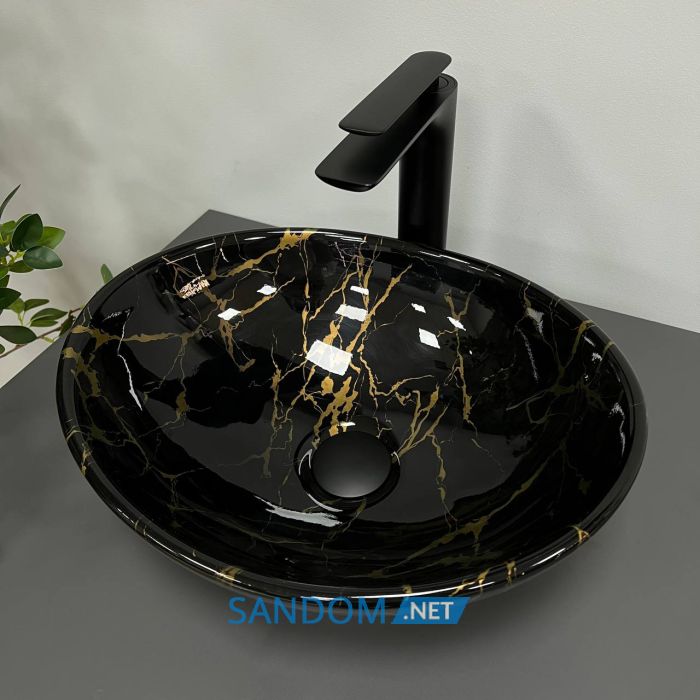 Умивальник накладний VBI PARMA MARBLE BLACK GLOSSY 41,5x33,5