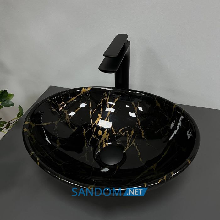 Умивальник накладний VBI PARMA MARBLE BLACK GLOSSY 41,5x33,5